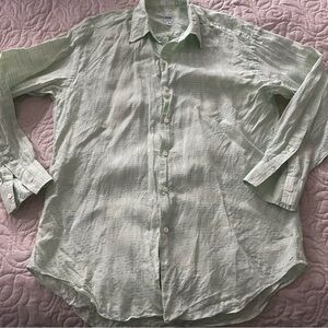 Craig Taylor Stripe linen Button Down Shirt Size Large